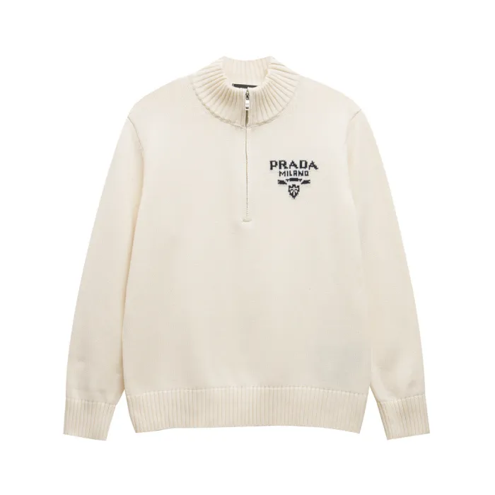 Wool Blend Zippered Elfenbein