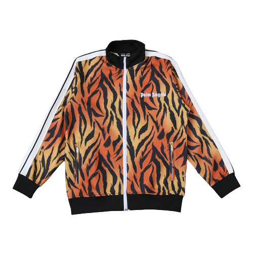 Tiger-Print Track Jacket Schwarz/Orange
